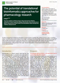 Image of The potential of translational bioinformatics approaches for pharmacology research