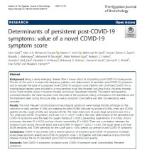 Image of Determinants of persistent post-COVID-19 symptoms: value of a novel COVID-19 symptom score