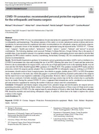 Image of COVID‑19 coronavirus: recommended personal protective equipment for the orthopaedic and trauma surgeon