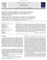 Image of The effect of N-acetylcysteine on exacerbations of chronic obstructive pulmonary disease: A meta-analysis and systematic review