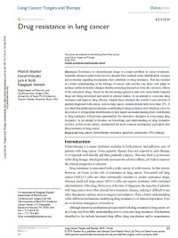 Image of Drug resistance in lung cancer