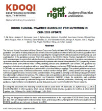 Image of KDOQI CLINICAL PRACTICE GUIDELINE FOR NUTRITION IN CKD: 2020 UPDATE