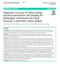 Image of Diagnostic accuracy of history taking, physical examination and imaging for phalangeal, metacarpal and carpal fractures: a systematic review update