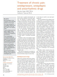 Image of Treatment of chronic pain: antidepressant, antiepileptic and antiarrhythmic drugs