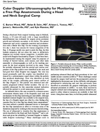 Image of Color Doppler Ultrasonography for Monitoring a Free Flap Anastomosis During a Head and Neck Surgical Camp