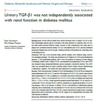 Image of Urinary TGF-β1 was not independently associated with renal function in diabetes mellitus