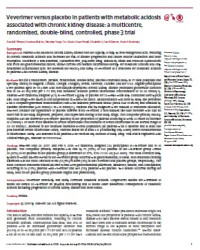 Image of Veverimer versus placebo in patients with metabolic acidosis associated with chronic kidney disease: a multicentre,
randomised, double-blind, controlled, phase 3 trial
