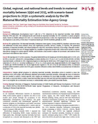 Image of Global, regional, and national levels and trends in maternal mortality between 1990 and 2015, with scenario-based
projections to 2030: a systematic analysis by the UN Maternal Mortality Estimation Inter-Agency Group
