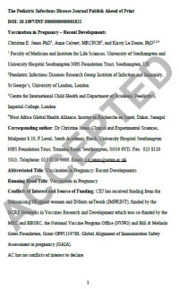 Image of Vaccination in Pregnancy – Recent Developments