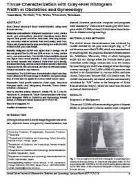 Image of Tissue Characterization with Gray-level Histogram Width in Obstetrics and Gynecology