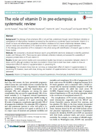 Image of Early pregnancy vitamin D status and risk of preeclampsia