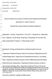 Image of Entecavir maleate versus entecavir in Chinese chronic hepatitis B predominantly genotype B or C: results at week 144
