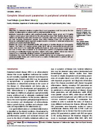 Image of Complete blood count parameters in peripheral arterial disease