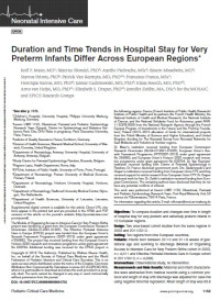 Image of Duration and Time Trends in Hospital Stay for Very Preterm Infants Differ Across European Regions