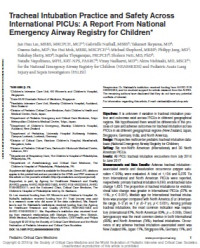 Image of Tracheal Intubation Practice and Safety Across International PICUs: A Report From National Emergency Airway Registry for Children