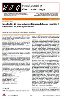 Image of Interleukin-21 gene polymorphisms and chronic hepatitis B infection in a Chinese population