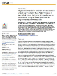 Image of Angiotensin receptor blockers are associated with lower mortality than ACE inhibitors in predialytic stage 5 chronic kidney disease: A nationwide study of therapy with reninangiotensin system blockade