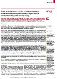 Image of Xpert MTB/RIF Ultra for detection of Mycobacterium tuberculosis and rifampicin resistance: a prospective
multicentre diagnostic accuracy study