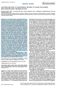 Image of FACTORS RELATED TO SUCCESSFUL RETURN TO WORK FOLLOWING MULTIDISCIPLINARY REHABILITATION