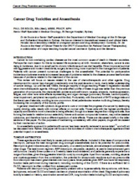 Image of Cancer Drug Toxicities and Anaesthesia