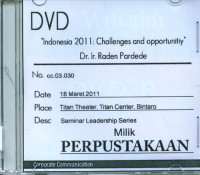 Image of DVD Seminar Leadership Series: Indonesia 2011: Challenges and Opportunity
