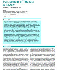 Image of Management of Tetanus: A Review